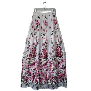 Trixxi Junior Women's Floral Floor Length Embroidered Tulle Skirt Size 11